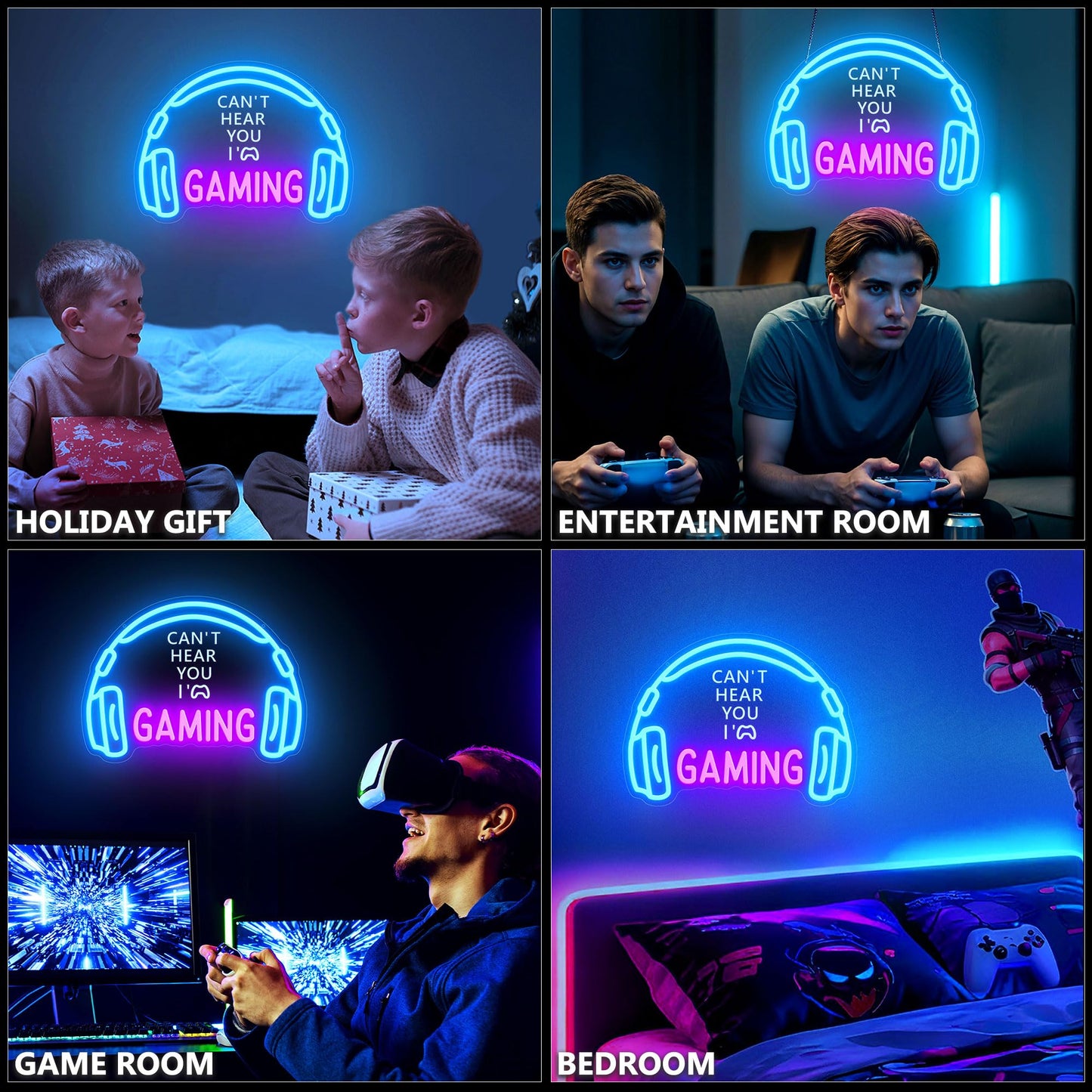 Gaming Neon Signs, Dimmable LED Headset Gamer Neon Light for Wall Decor, USB Powered, Headphone Game Light up Signs for Game Zone Video Room Boy Bedroom Teen Men Cave Wall Art, Gamer Gifts