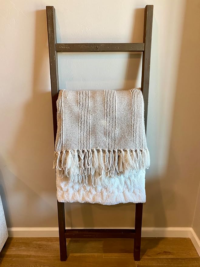 BARNWOODUSA Rustic Farmhouse Decorative Ladder - Our 5 ft Ladder can be Mounted Horizontally or Vertically and is Crafted from Upcycled Wood No Assembly Required Espresso