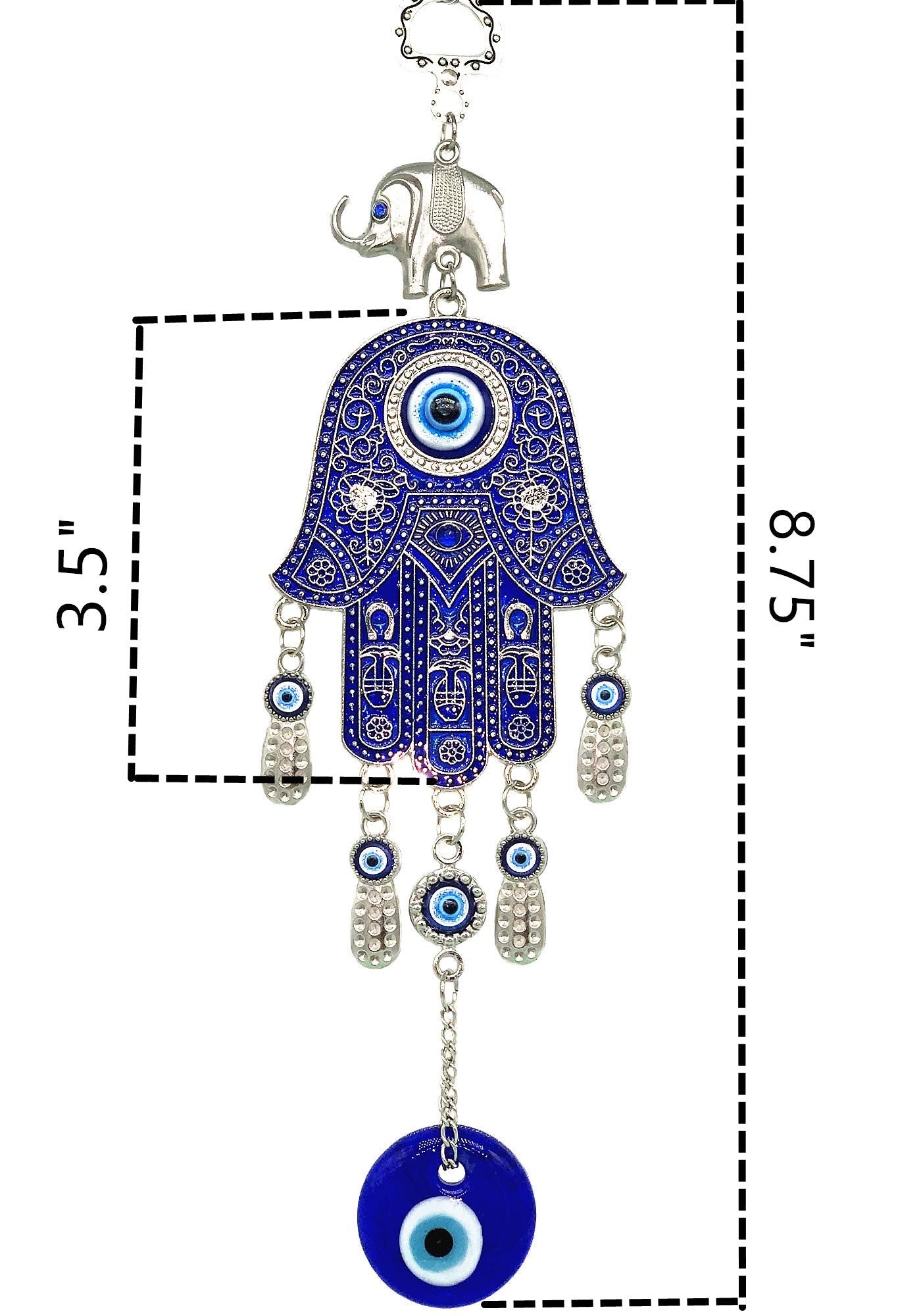 Betterdecor Blue Evil Eye Hamsa Hand Hanging Charm Decoration for Home Office Car -028