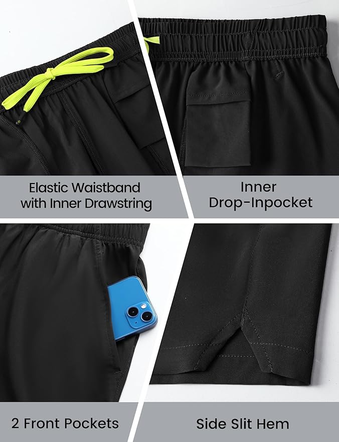 Nepest Men's 5?™â€?Athletic Running Shorts with Pockets, Lightweight Quick Dry Gym Workout Training No Liner Shorts