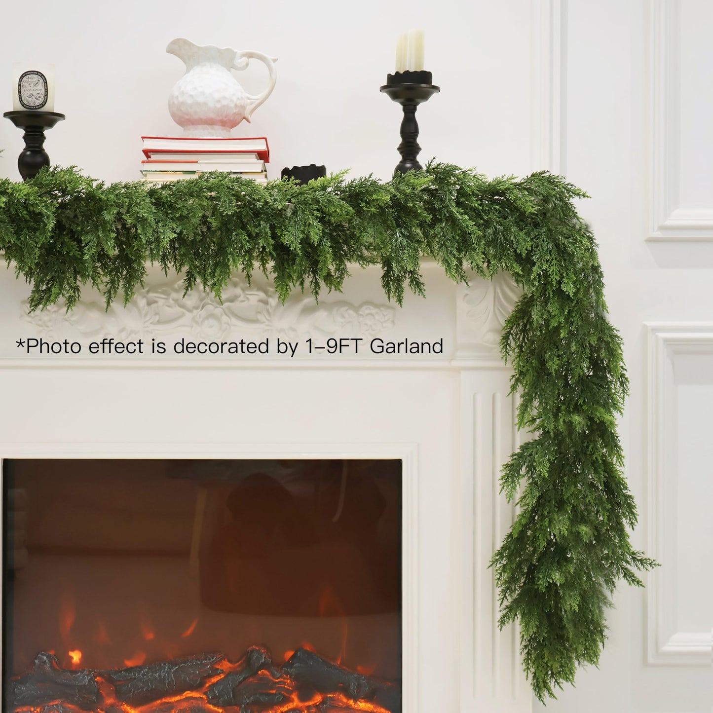 Christmas Cedar Garland Artificial Realistic Green Faux Real Touch Winter Pine Garland for Mantle Fireplace Wall Table Indoor Outdoor Decoraiton 5FT