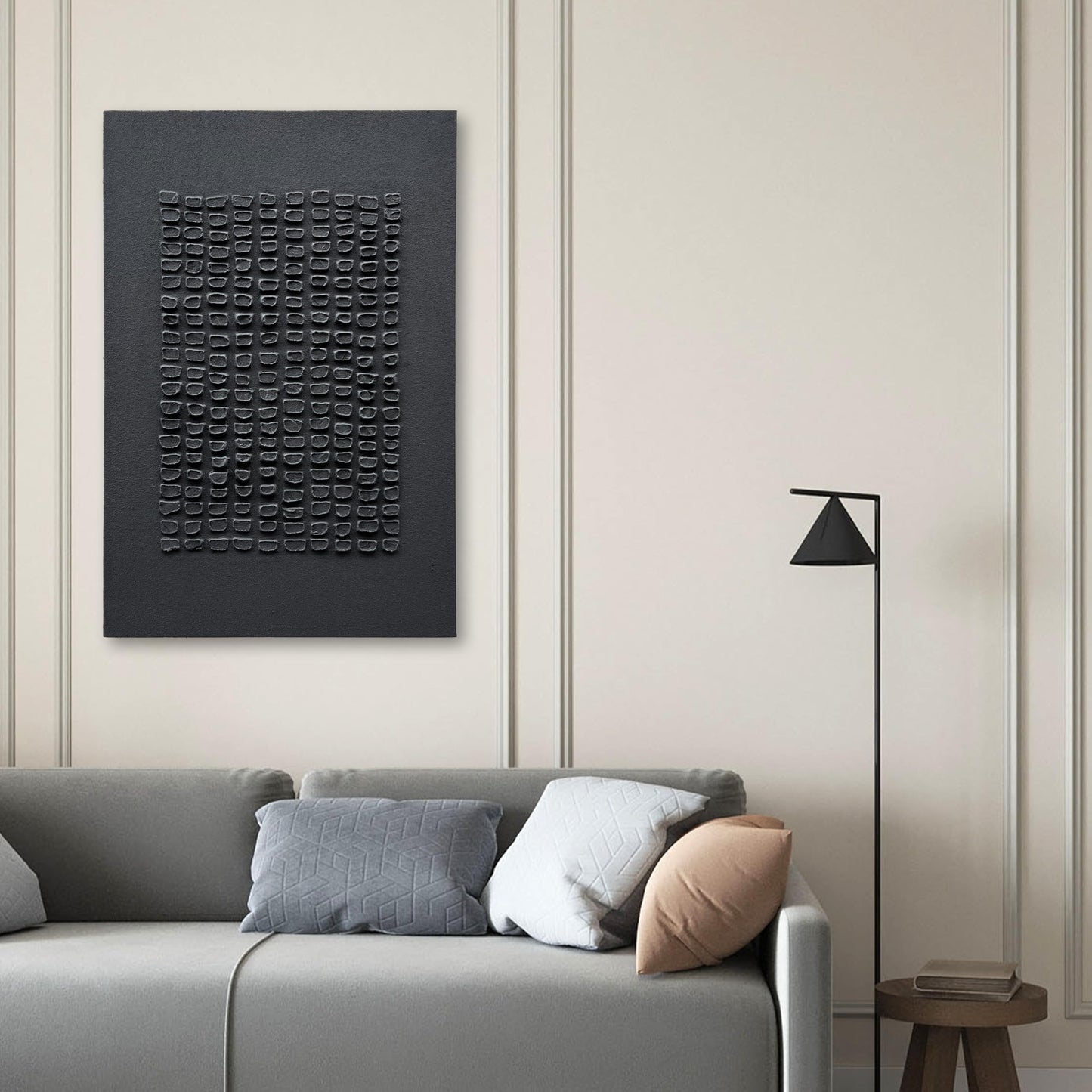 NANKAI Art Hand-Painted Black Three-Dimensional Texture Art Wall Decoration, 36x24 inch Contemporary Abstract Art Oil Painting, Home Living Room Corridor Wall Art