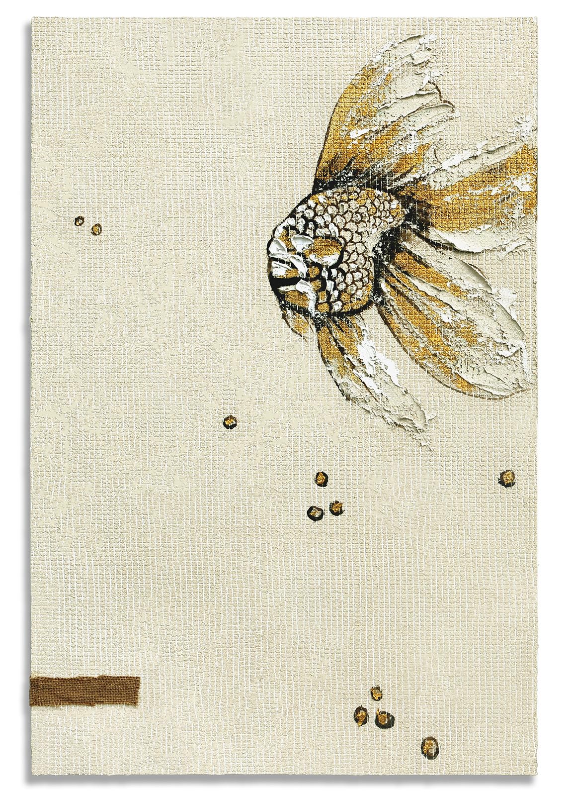 BrushEcho Large 24x36 Inch Hand-Painted 3D Textured Canvas Wall Art, Modern Abstract Animal Ocean Fish Oil Painting, Minimalist Neutral Wall Decor Ready to Hang for Living Room Home Office