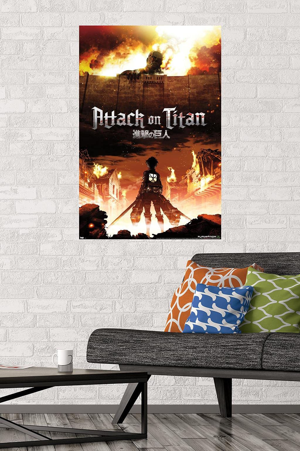 Trends International Attack on Titan - Fire Wall Poster, 22.375" x 34", Unframed Version