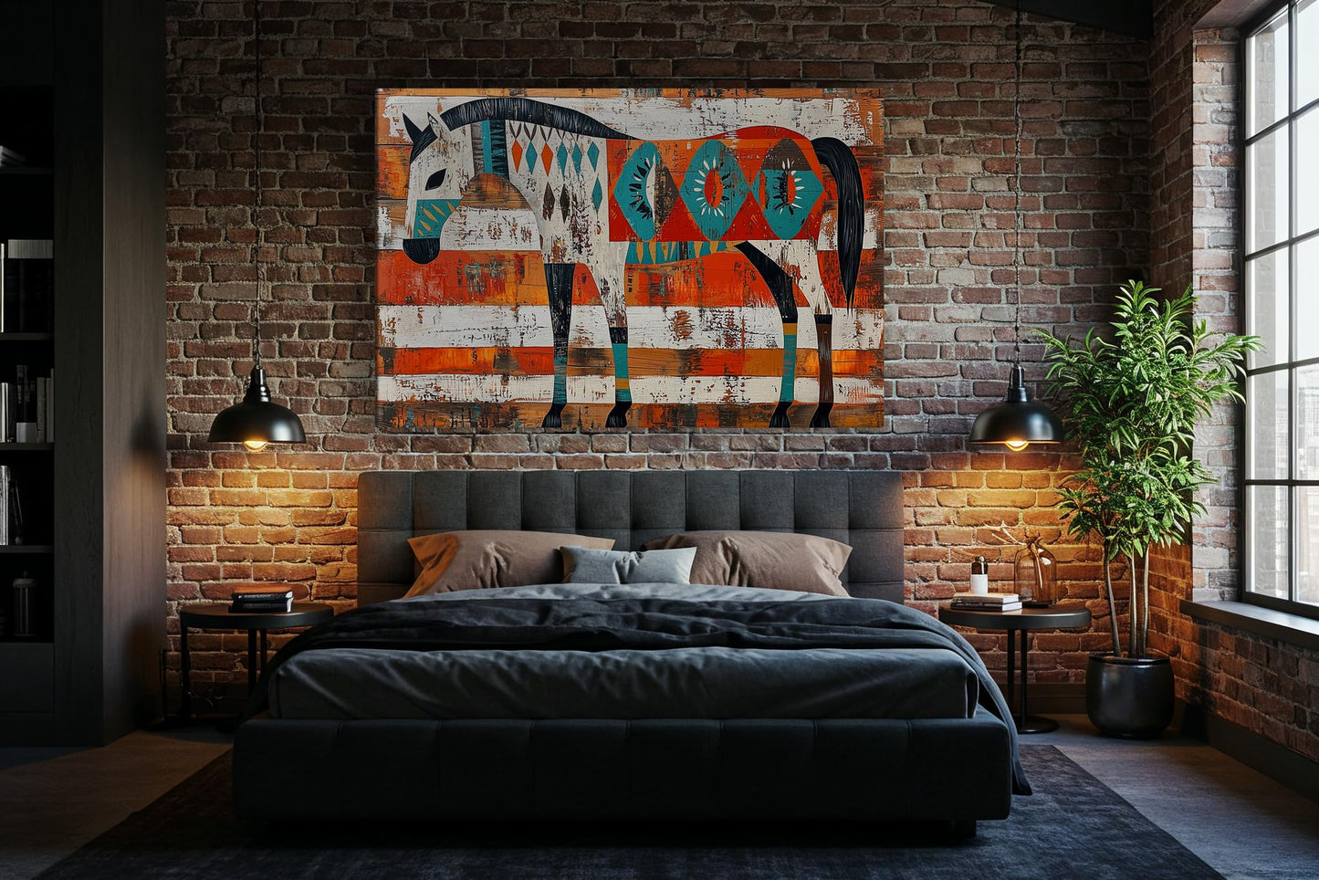 Arizona Canvas Prints Small to Extra Large - Sonoran Desert Landscapes Dining Room, Bedroom, Bathroom, Living Room - Saguaro Cactus Wall Art (Painted Desert Mustang, 24"L x 36"W)