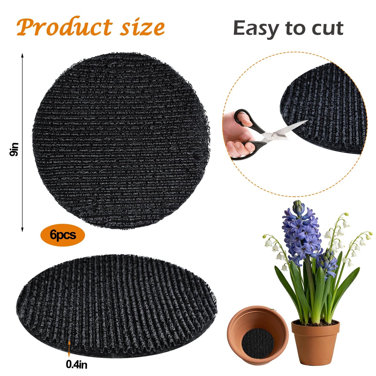 6Pcs 9inch Round Pot Mesh Drainage Discs Double Layer Plant Pot Hole Insert Pads Cutable Bonsai Pot Bottom Grid Mat Mesh Reusable for Indoor Outdoor Potted Plant Prevent Soil Loss Keep Roots Healthy