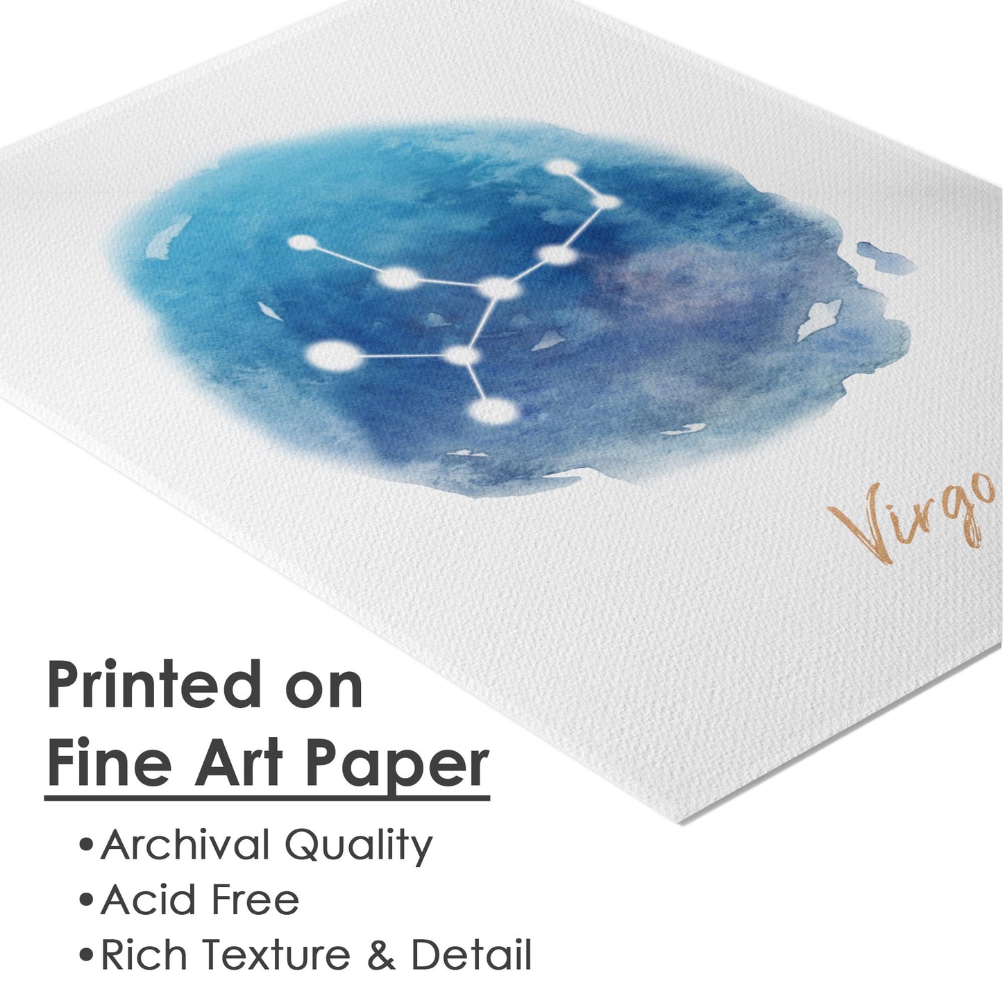 DREAM BIG PRINTABLES Virgo Constellation Art Print - 8x10 (Unframed) | Zodiac Star Sign Wall Decor for Astrology Enthusiasts