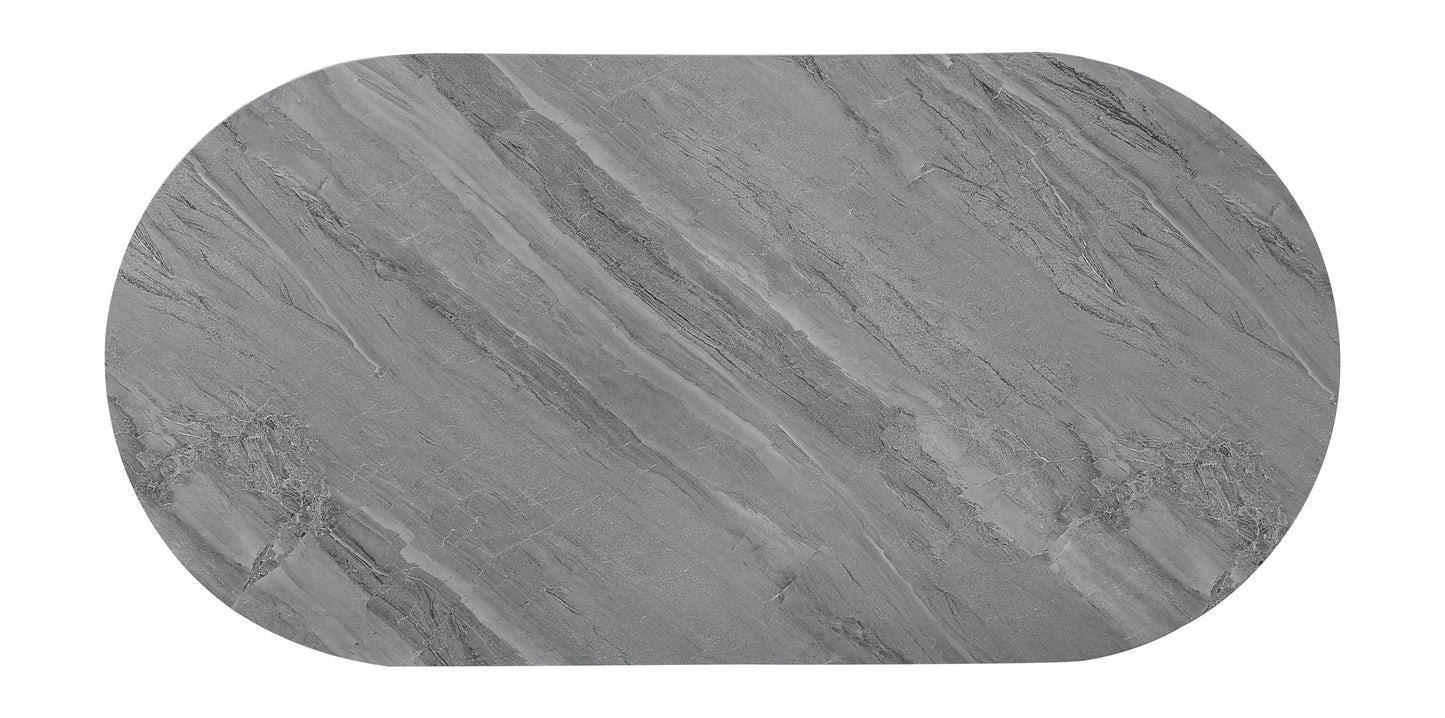 Acme Yukino Contemporary Wood/Metal Coffee Table in Gray High Gloss and Chrome