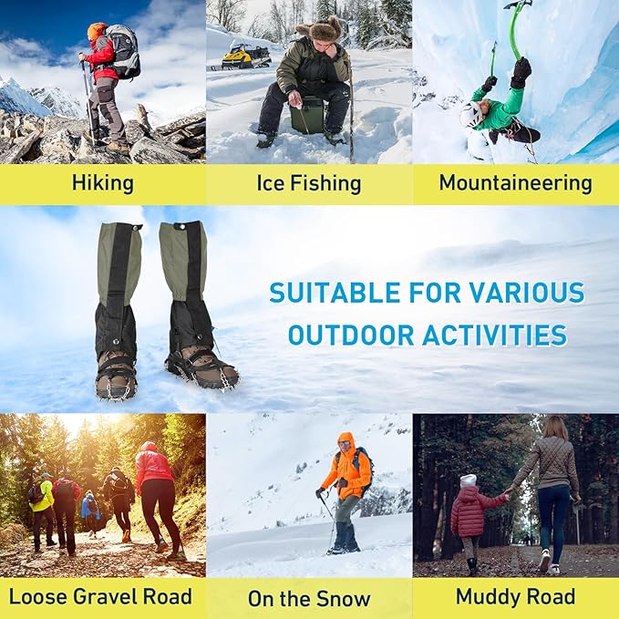 Gaiters for Hiking ??Waterproof and Breathable Leg Gaiters for Women and Men Boots, Adjustable Lightweight Shoes Gaiters for Hunting, Hiking, Mountaineering, Snow Gaiters for Hiking Boots