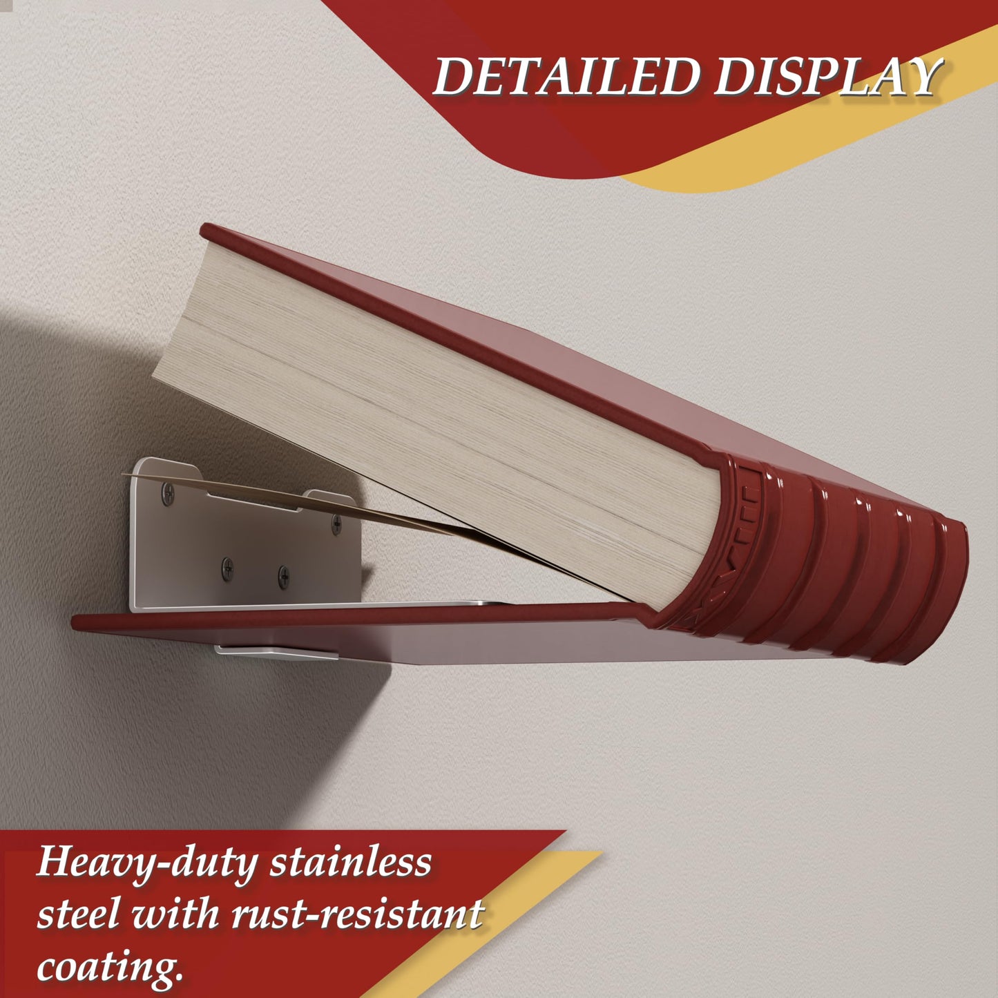 Deasolin Wall Mounted Floating Book Shelves, Floating Invisible Bookshelf, Heavy-Duty Steel Hidden Bookshelf Hanging Bookshelves for Bedroom Living Room Office, White 4-Pack
