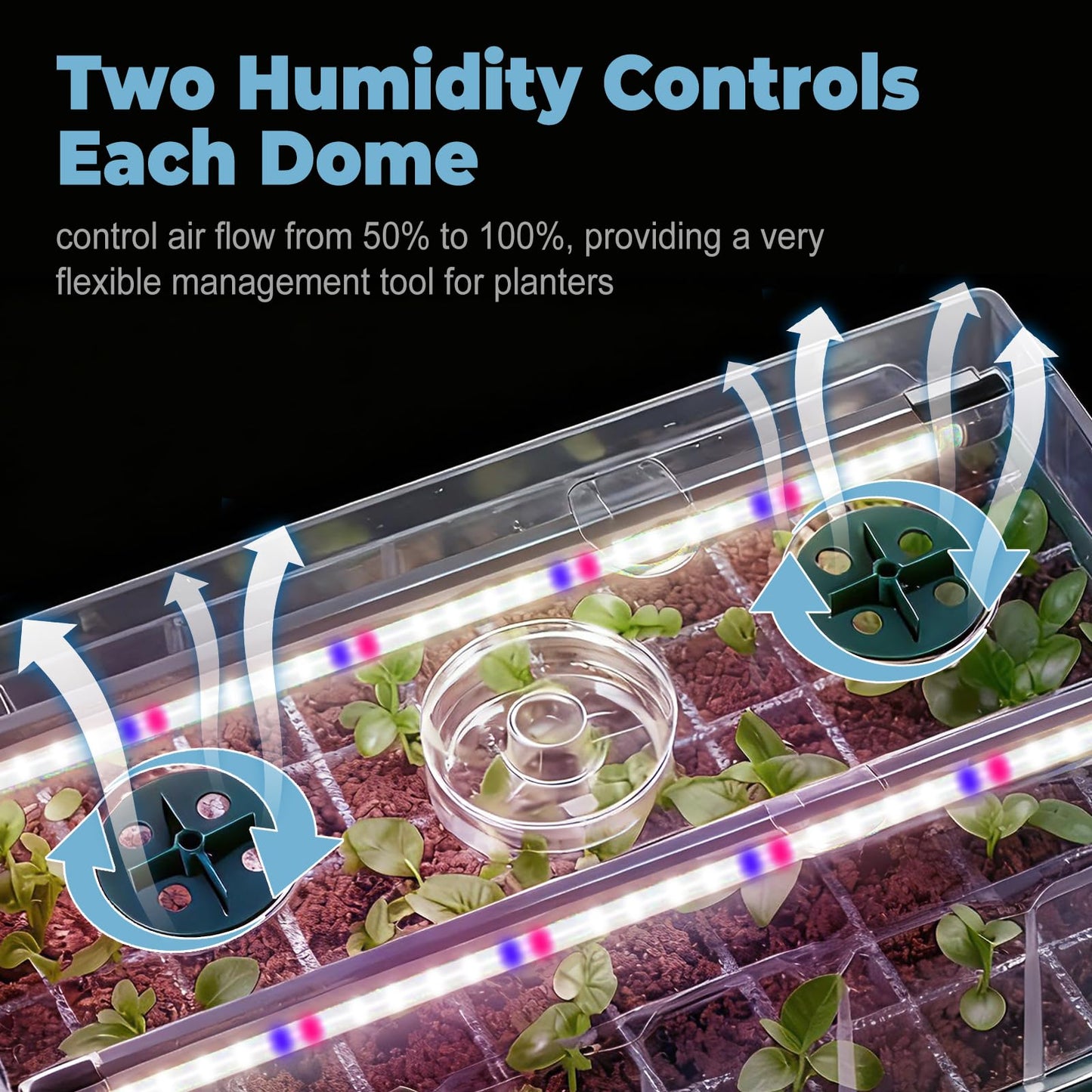 120-Cell Self-Watering Seed Starter Tray with Grow Light,2 Sets of 60-Cell Seed Starter Kit with Tall Humidity Dome,Indoor Seedling Starting Germination Kit with 4 Full-spectrum Growing Light Tubes