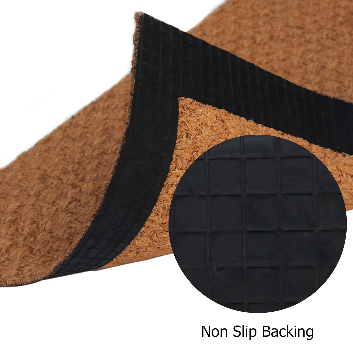 Woven Coir Doormat - Non Slip Heavy Duty Back Door Mat - Basketweave Dirt Trapping Welcome Mat - Easy Clean Durable Entryway Front Door High Traffic Indoor Outdoor Doormat - 17 x 30 - Natural