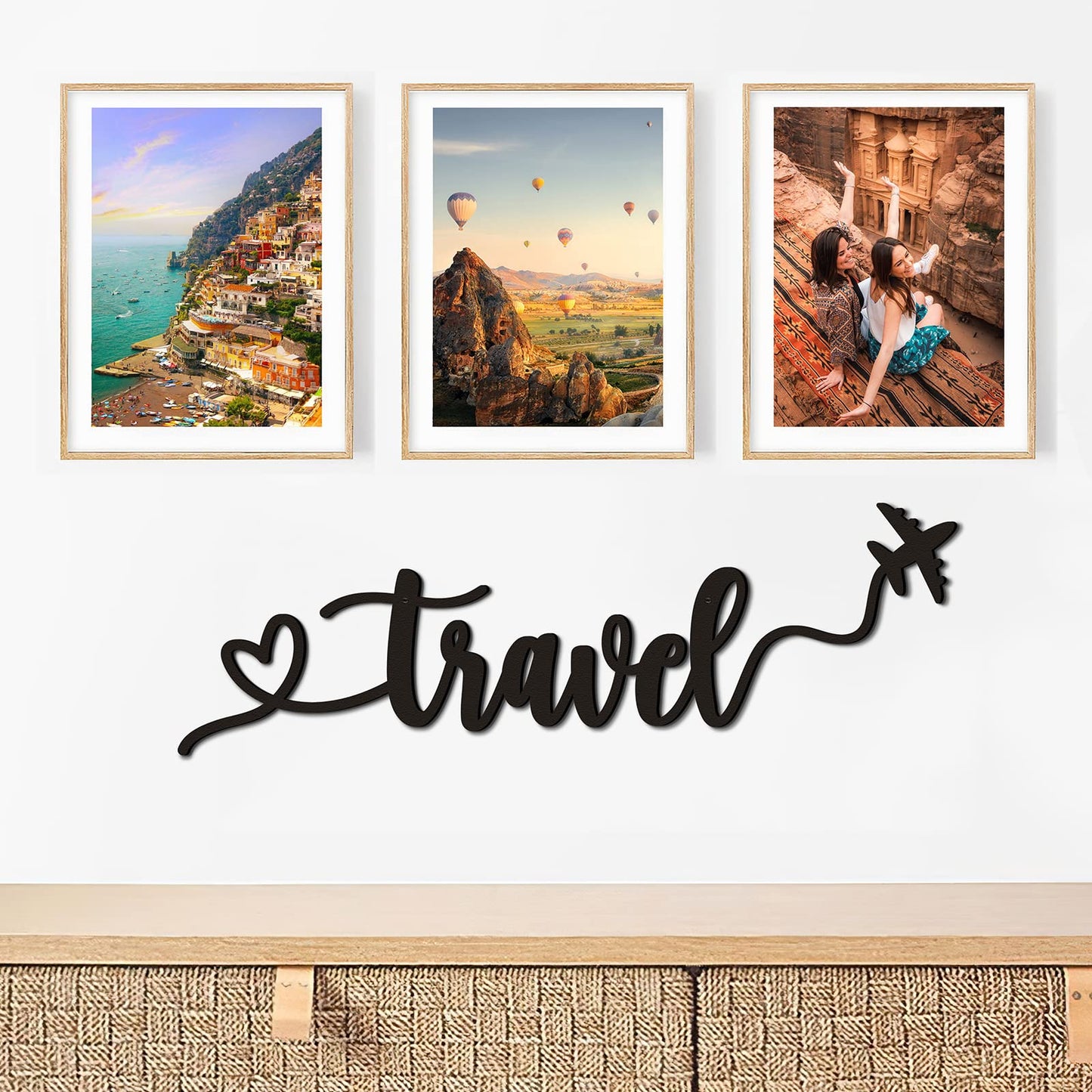 Qmetalart Travel Decor Metal Wall Art Backdrop Decoration Sign Word Hanging for Home Living Room Bedroom Office Housewarming Gift for Travel Lover