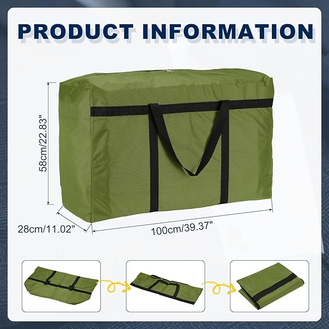 Extra Large Duffle Bag, 39 x 23 x 11 in Travel Big Duffle Bag with Zipper Handle Storage Foldable Waterproof Lightweight Bag for Women Men Travel Moving Camping (Green)