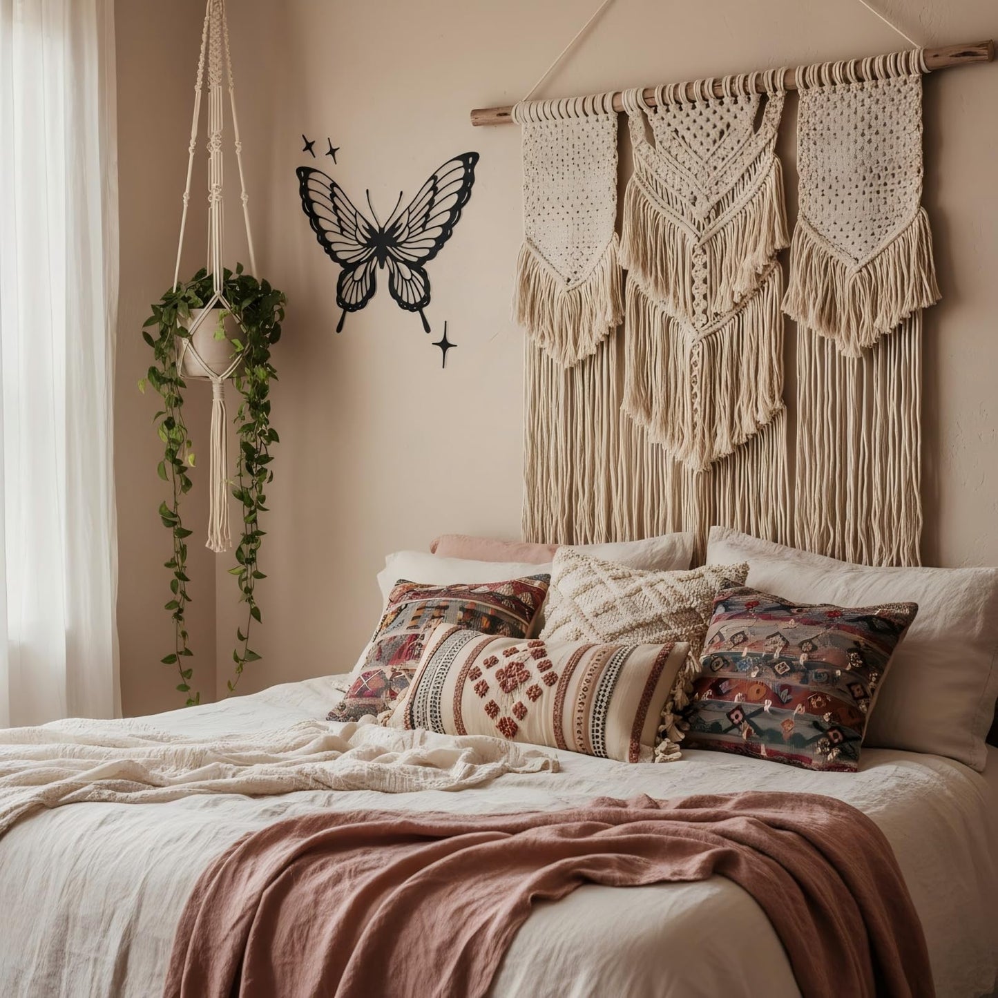 Aimto Metal Butterfly Wall Art Decor,Boho Home Decor Hanging Appearance for Bedroom Living Room Wall (9 Inch black Set of 1)