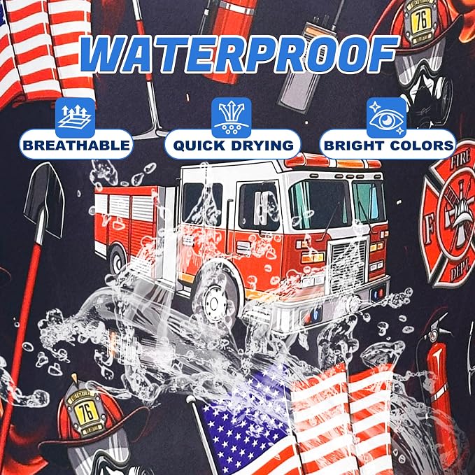 Fire Truck Fireman Laundry Basket Firefighters Oxford Cloth Laundry Hamper With Handle Foldable Portable Clothes Storage Basket 18.9 X 16.5 In Storage Bag For Laundry Room/Bathroom/Bedroom/Dormitories