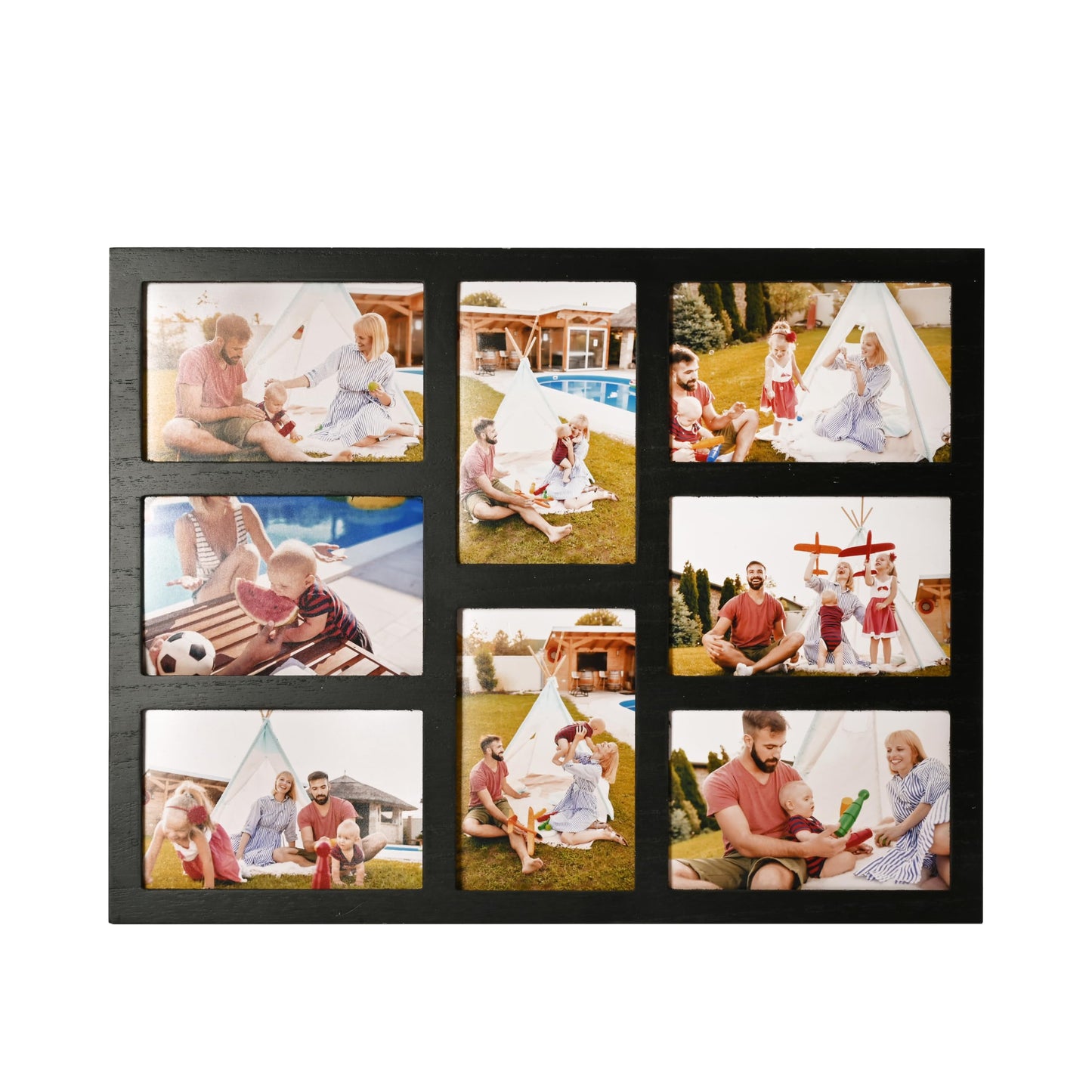 MONT PLEASANT 4x6 Collage Picture Frame Family Photos Display - 8 Openings Collage Wall Decor, Tabletop Stand Black Picture Frames Set for Home Living Room Family Gifts