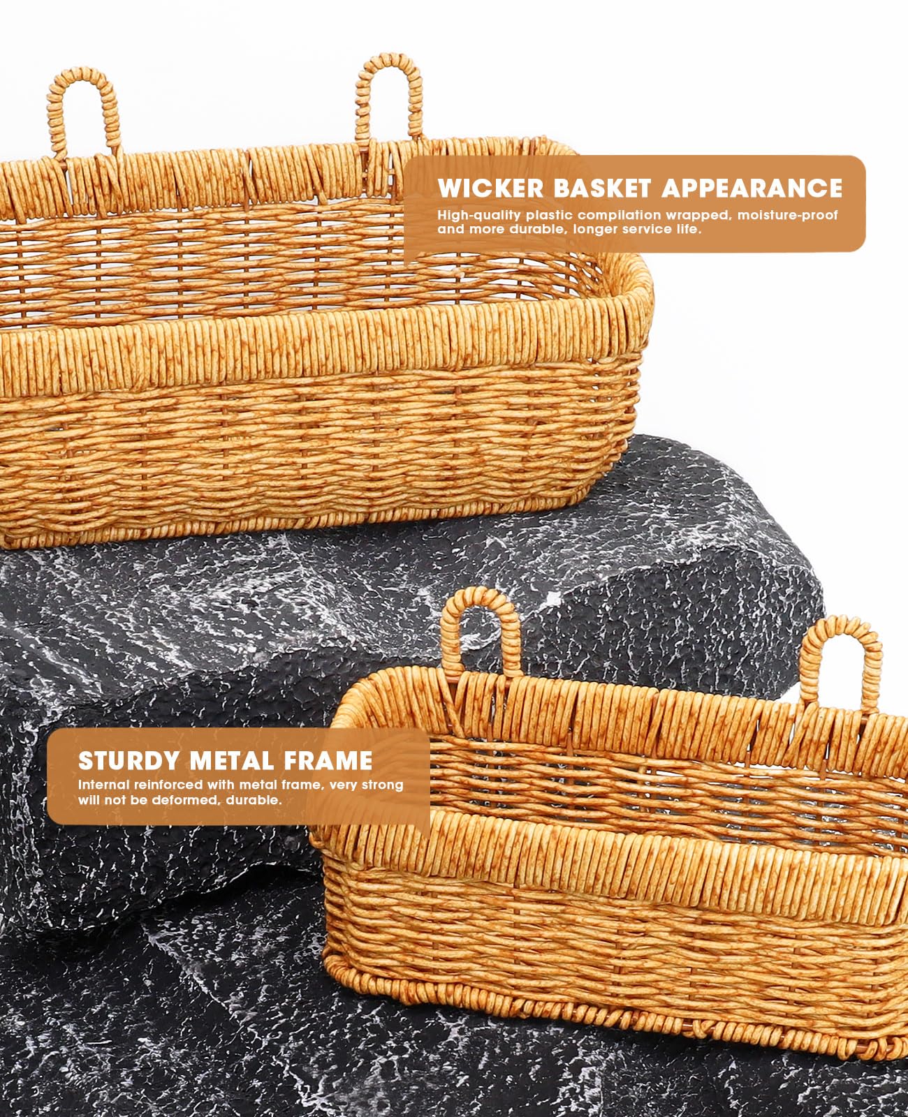 AceList Wall Hanging Basket, Boho Style Hand-Woven Hanging Storage Baskets - Set of 2, Ideal for Boho Room Decor, Kitchen, Garden, and Living Room