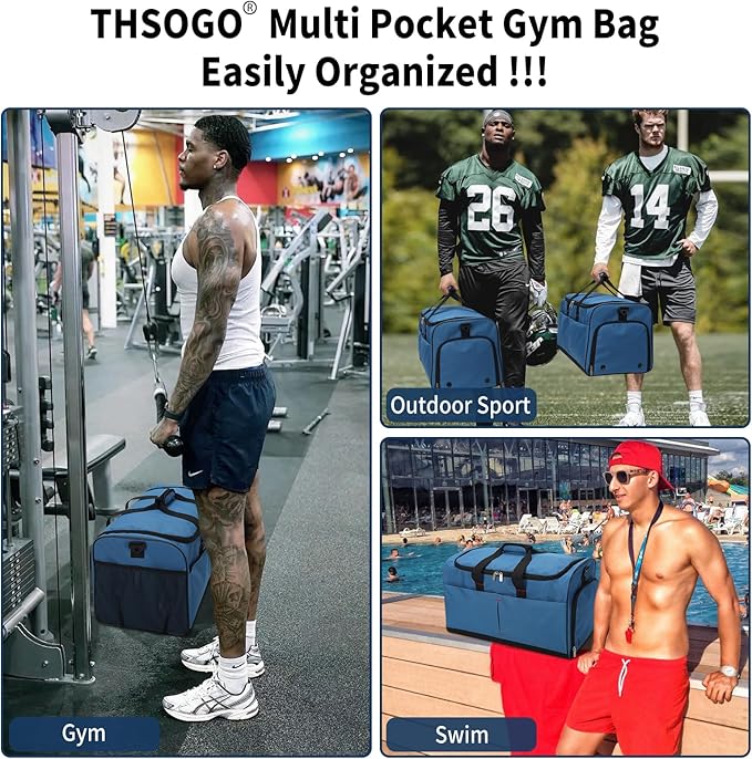 21 inch Gym Bag for Men with Shoe & Wet Compartment - 55L Duffle Bag for Travel Sport (Blue)