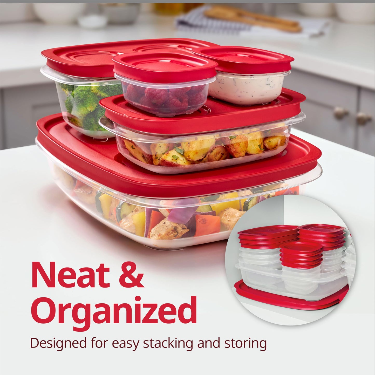 Rubbermaid EasyStore Containers, 44-Piece Set, Food Storage Containers with Lids