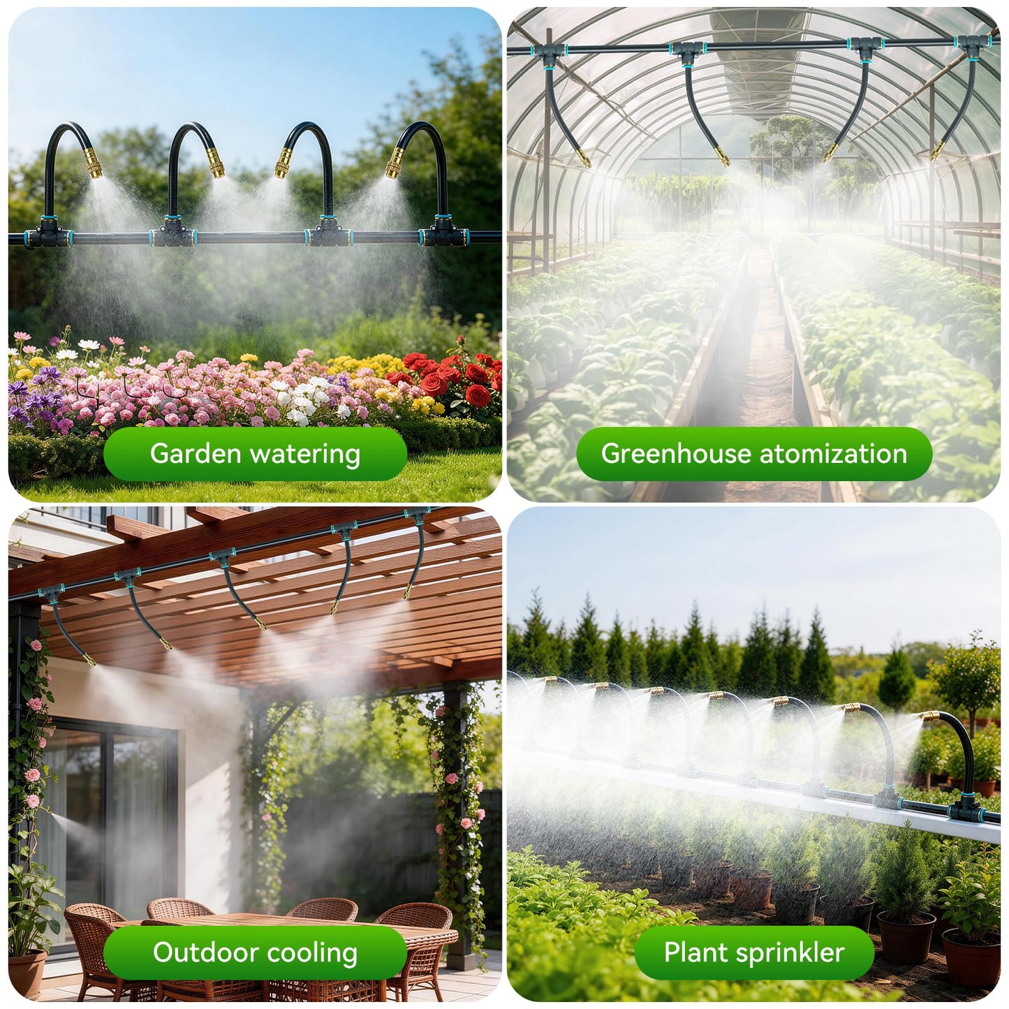 360°Adjustable Drip Irrigation System 200FT,5/16" Extra Long Garden Watering Kit with 32 Copper Nozzles,141Pcs Drip Irrigation Kit，Automatic Atomizing Plant Sprinkler for Large Yard, Greenhouse, Lawn
