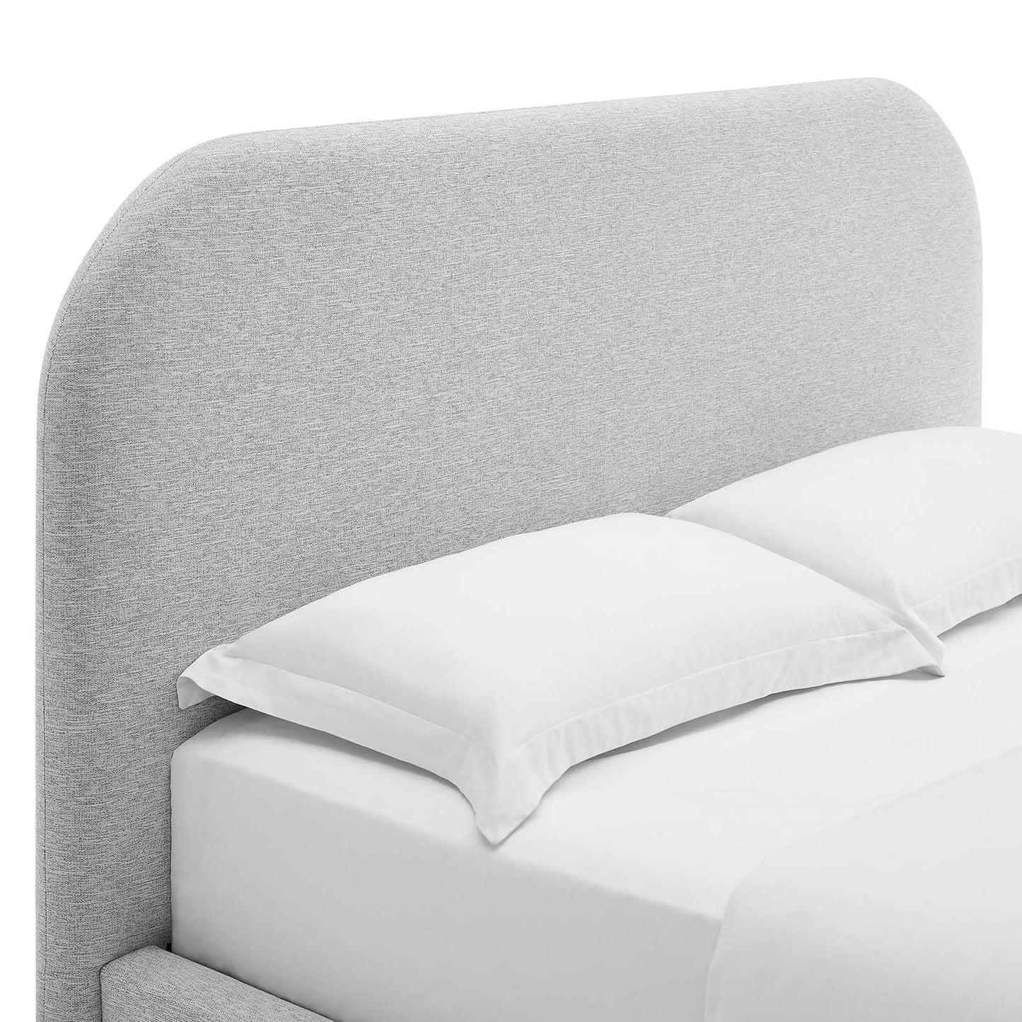 Modway Keynote Modern Queen Bed Frame with Curve Shaped Headboard in Heathered Weave Light Gray, Woven Heathered Fabric Upholstery, Queen Size Platform Bed, Soft Cloud Bed Frame, No Box Spring Needed