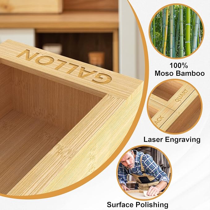 4-Size Bamboo Drawer Organizer for Food Storage Bags | Stackable Kitchen Organizer (Gallon/Quart/Sandwich/Snack) - Handcrafted with Natural Material
