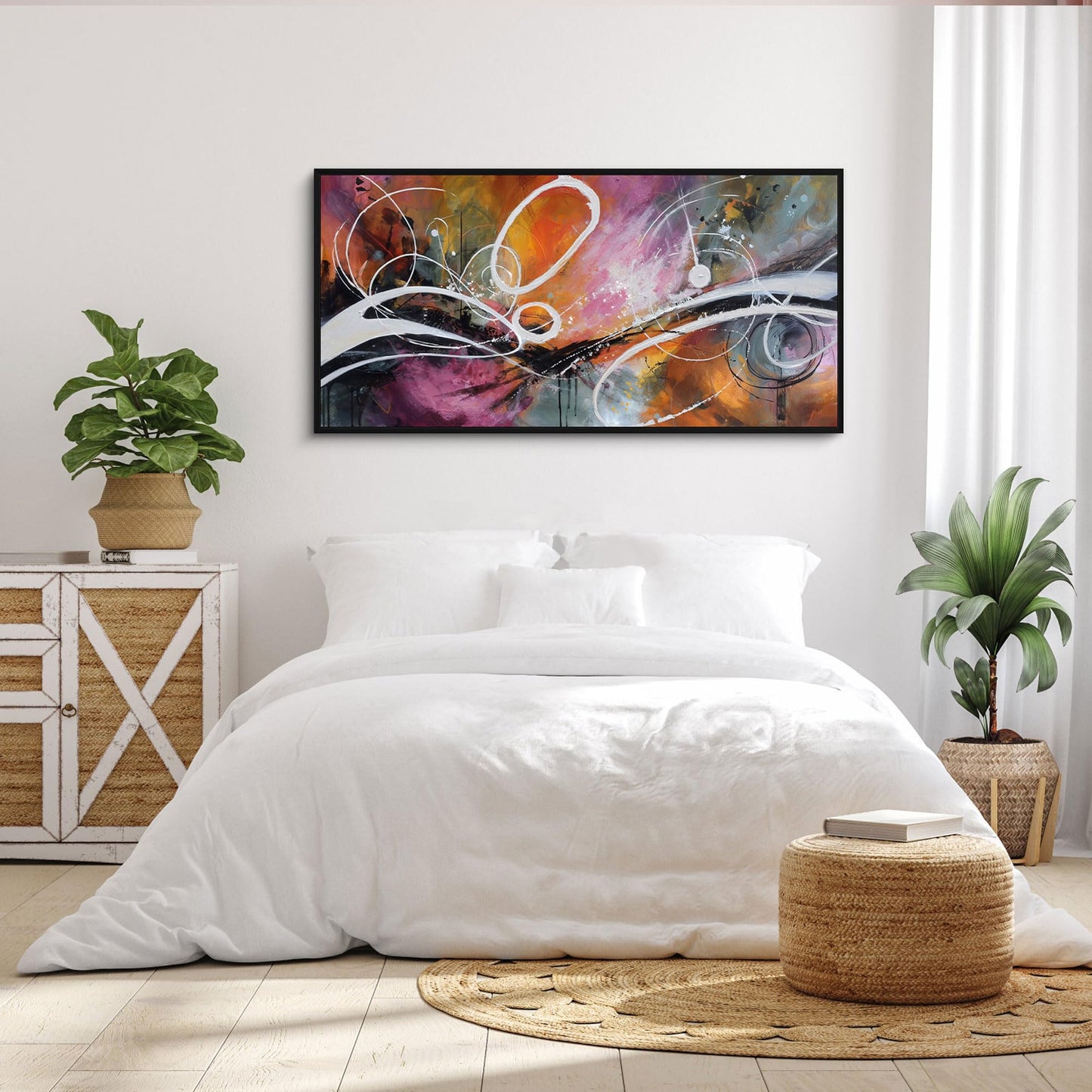 yiijeah Purple Wall Decor Bedroom Canvas Abstract Bathroom Art Picture Items for Women Framed Artwork Print 48x24 Inches