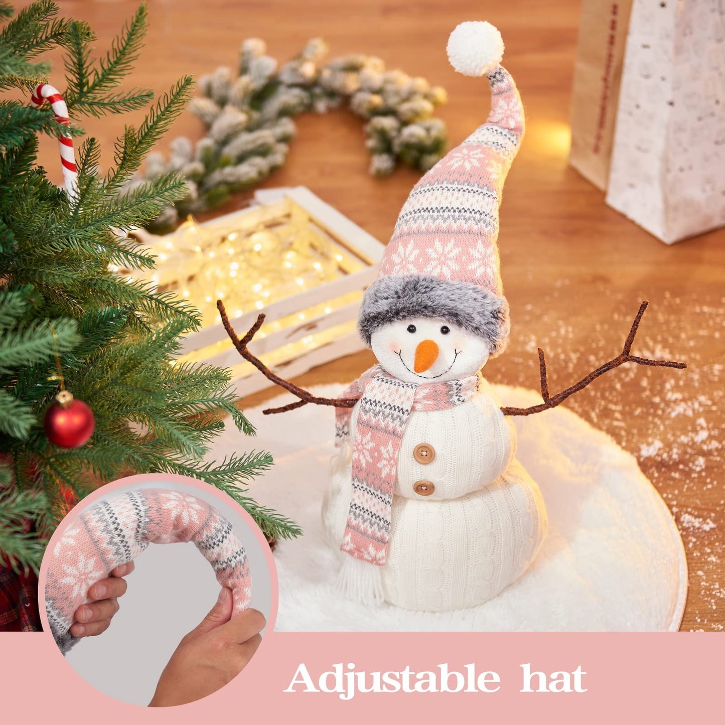 WORLDECO Christmas 2025 Animated Snowman Decorations, Xmas Handmade Plush Ornaments for Indoor, Home and Holiday, Present for Family and Friends