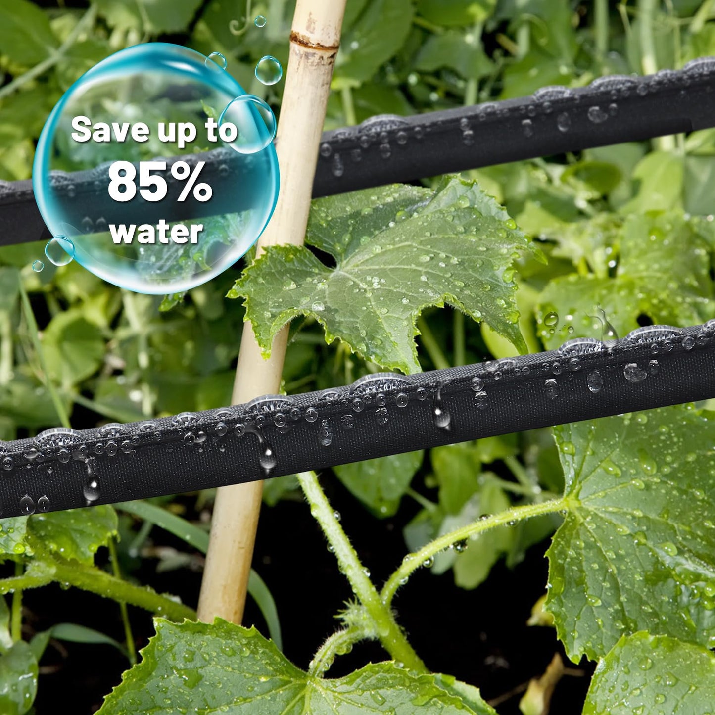 Soaker Hose 50FT for Garden Beds - 3/4" Heavy Duty Double Layer Drip Irrigation Hose, Save 85% Water, Linkable Flat Soaker Hose for Lawn Flower Bed Vegetable Field Effective Watering