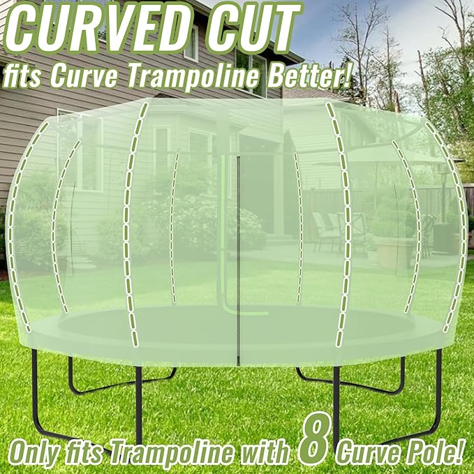 Gardenature 10FT/12FT/14FT Trampoline Tent(Tent Only), Fit Round Trampolines, Shade Cover with LED Light, Outdoor Trampolien Accessories, Anti-Tear