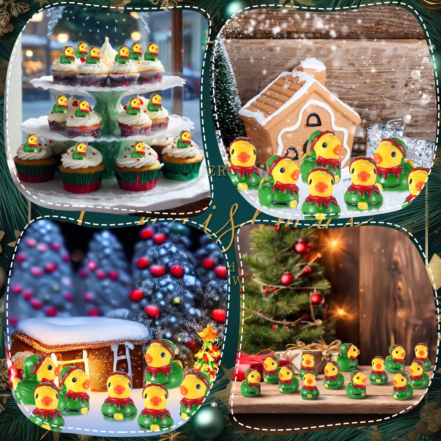 Weysat 60 Pcs Mini Christmas Elf Resin Ducks Tiny Elves Ducks Bulk Christmas Miniature Figurine Decoration for Xmas Party Favors Stocking Stuffers Birthday Gifts