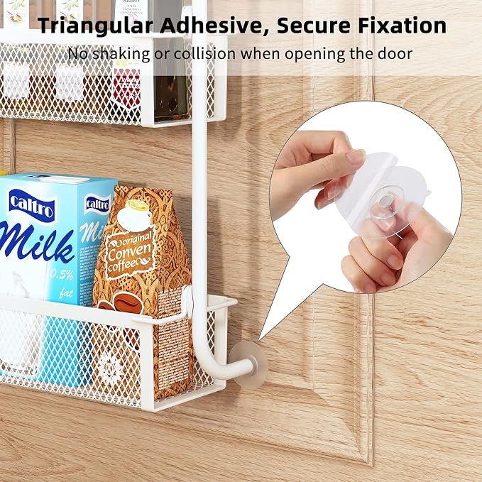 Over the Door Pantry Organizer, 6-Tier Pantry Door Organization and Storage, Over the Door Spice Rack, Home & Kitchen Storage Shelves for Cabinet, White
