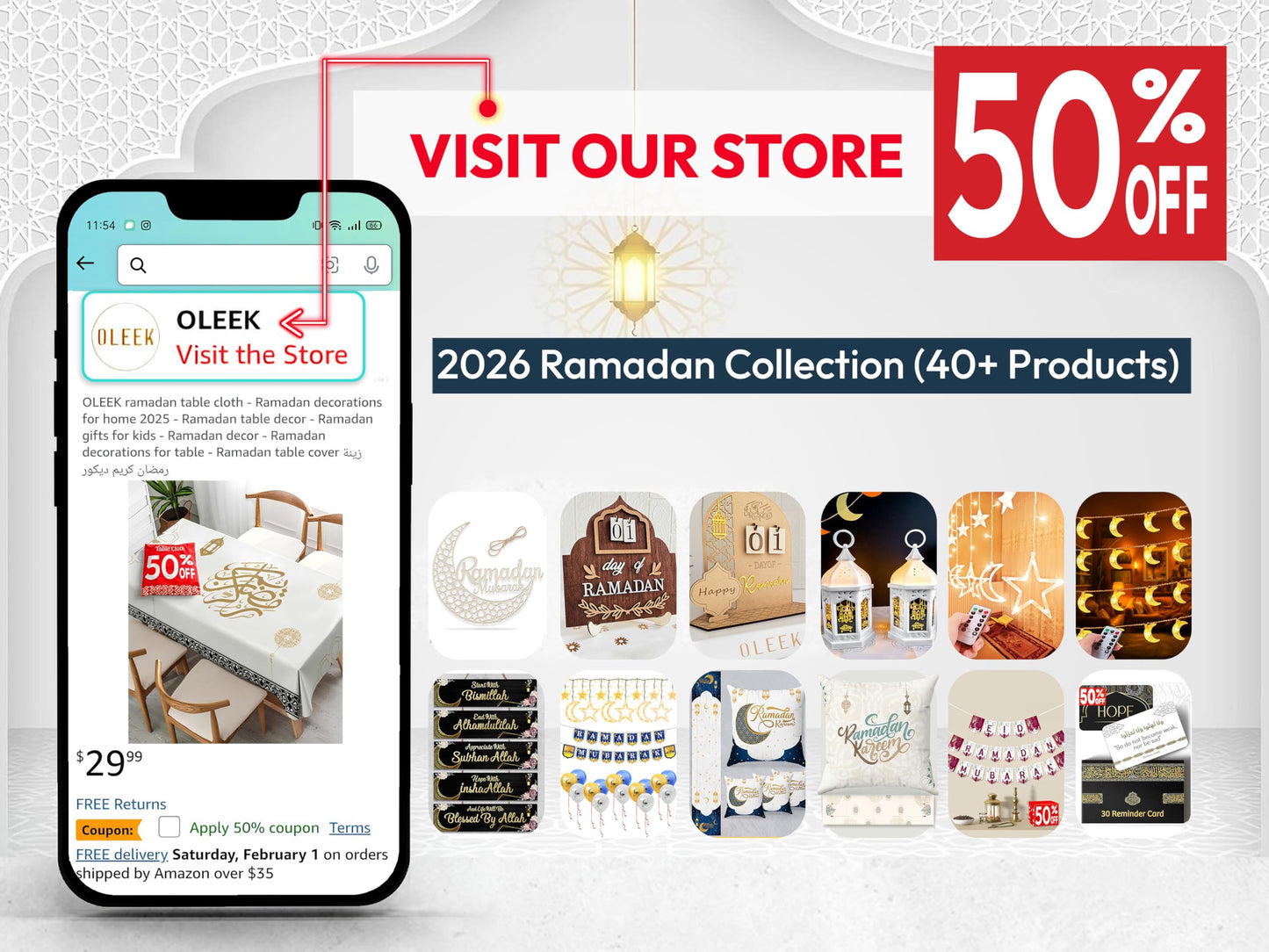 OLEEK Ramadan Lights Decorations - Ramadan Decorations for Home 2026 - Ramadan Decoration Lights - Ramadan Gifts for Kids - Ramadan Decor - Ramadan String Lights زينه رمضان - Ramadan led Lights