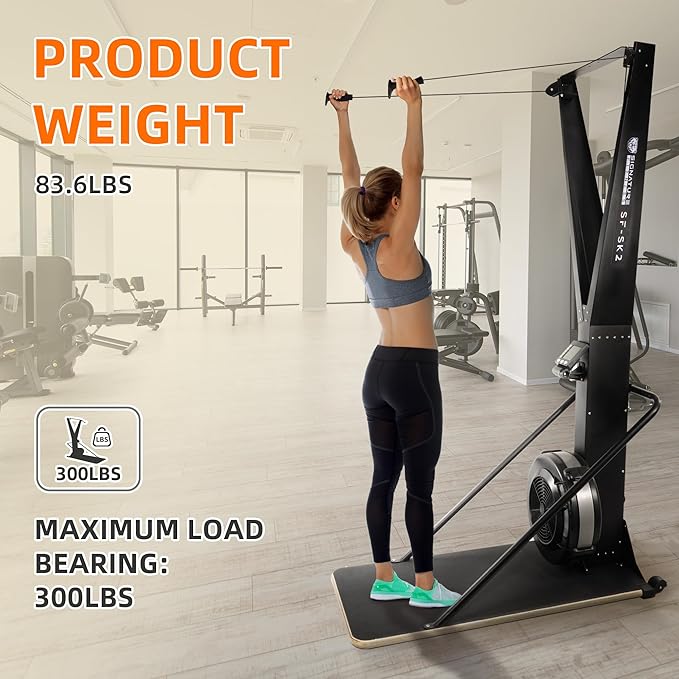 Compact Wall-Mounted Ski Trainer Exercise Machine with Air Resistance,Full-Body Cardio Ski Machine for Home Fitness,Strength,and Endurance Workouts