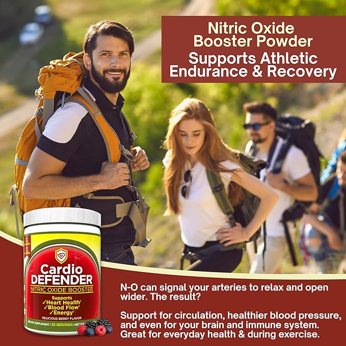 Nitric Oxide Booster Powder ??L-Arginine 5,200mg + L-Citrulline 1,200mg ??Heart Health Drink Mix - Heart Health, Blood Flow, Energy, Endurance - L-Arginine Powder with Berry Flavor