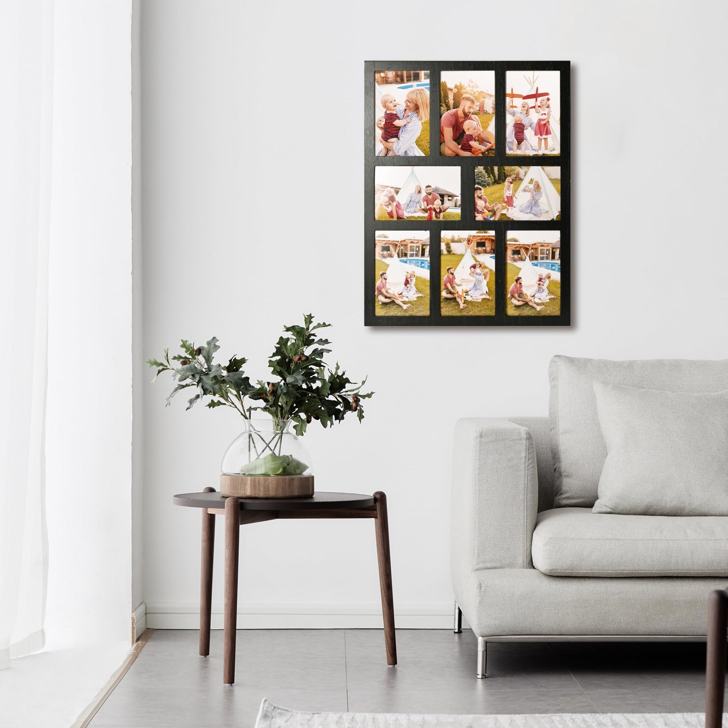 MONT PLEASANT 4x6 Collage Picture Frame Family Photos Display - 8 Openings Collage Wall Decor, Tabletop Stand Black Picture Frames Set for Home Living Room Family Gifts