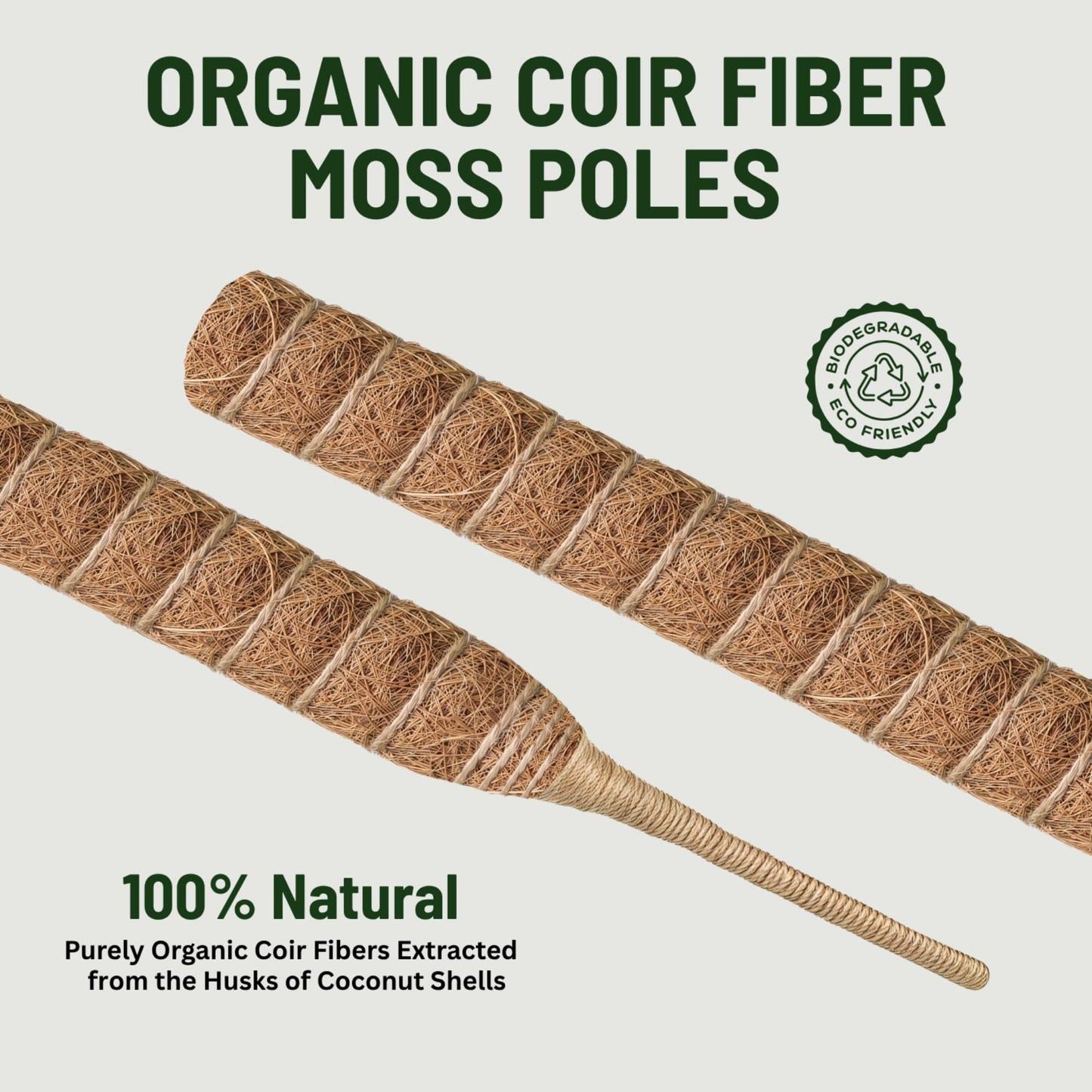imezos 2 Pack 48 Inch Moss Pole for Plants Monstera, Tall Moss Poles for Climbing Plants Monstera, Handmade Coco Coir Plant Pole, Plant Support for Plant Grow