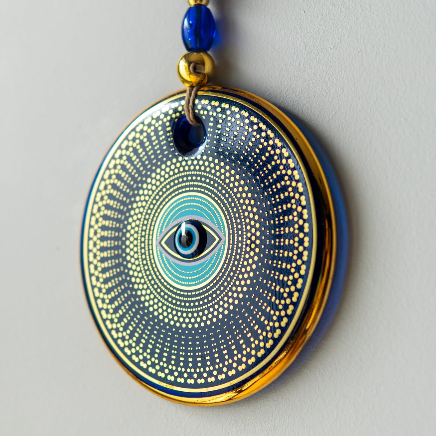 Orenda-Turkish Evil Eye Wall Hanging, 5.1 in Diameter, Handmade Glass Nazar – Protection and Good Luck for Home, Office, or Gifts