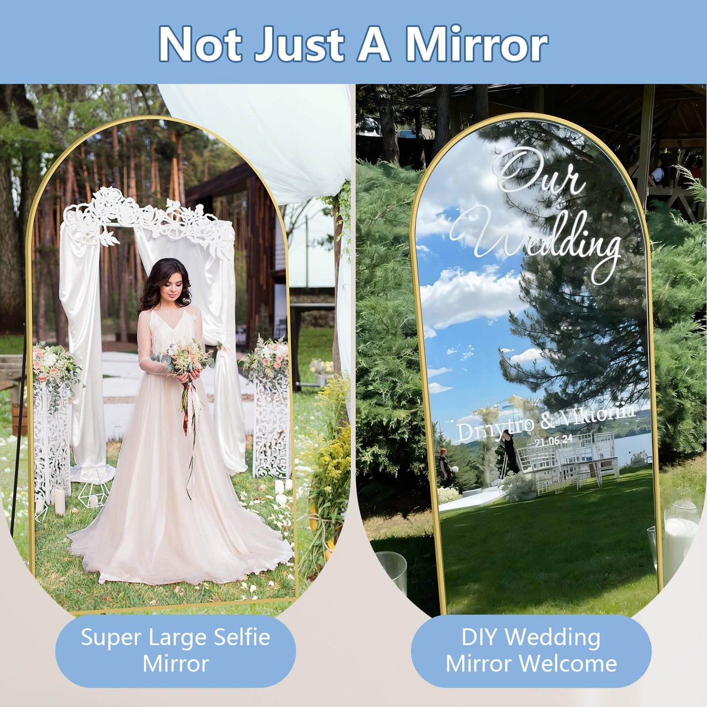 Oversized Floor Mirror Full Length 82"X44", Extra Large Arched Full Length Mirror with Stand, Tempered Glass Gold Standing Mirror for Bedroom Living Room Clothing Store Gym, Aluminum Alloy Frame