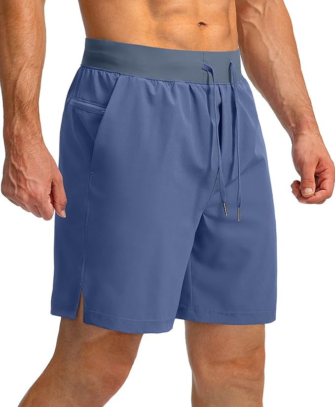 Men's Running Shorts with Zipper Pockets 9 Inch/ 7 Inch / 5 Inch Lightweight Quick Dry Gym Workout Athletic Shorts for Men(7 inch)