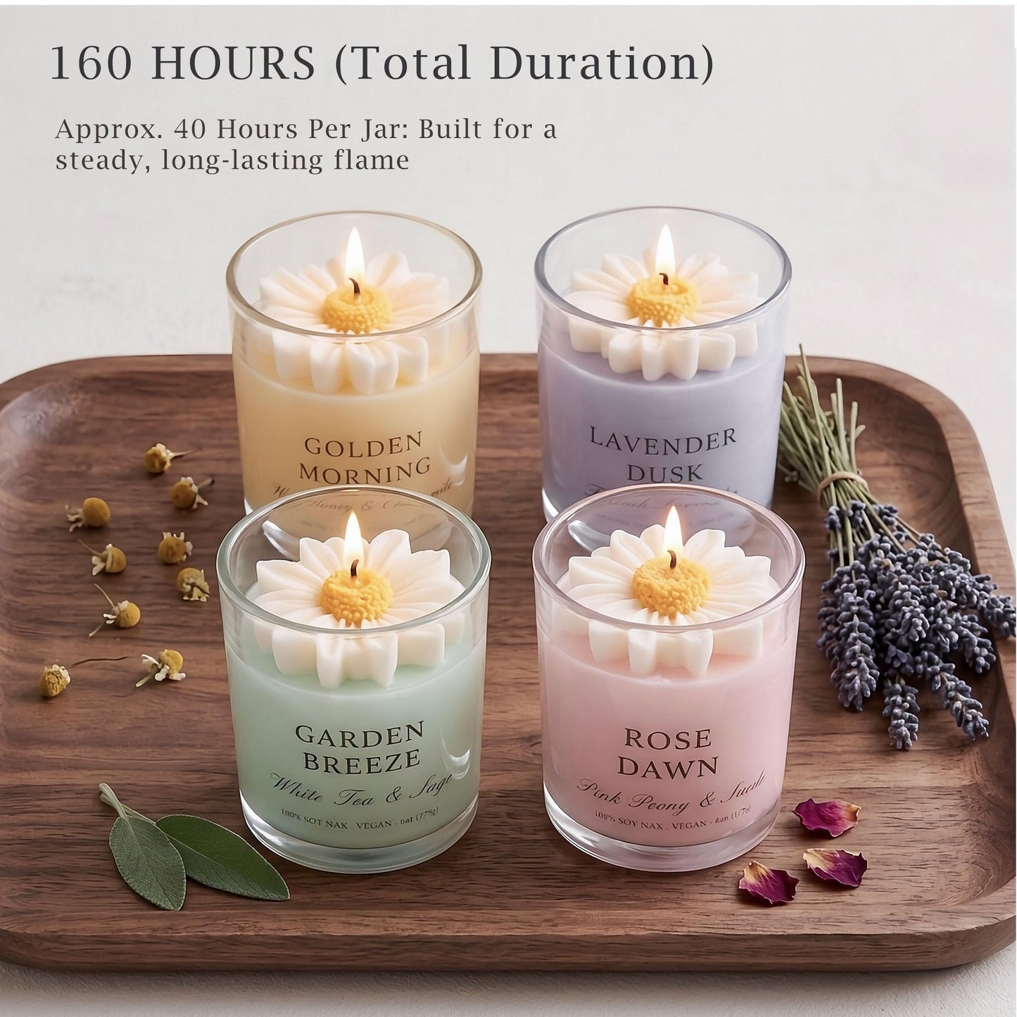 Scented Candles for Women - 24oz Aromatherapy Natural Soy Candles, Unique Floral Design, Relaxation Gifts for Mother’s Day, Birthday & Home Decor
