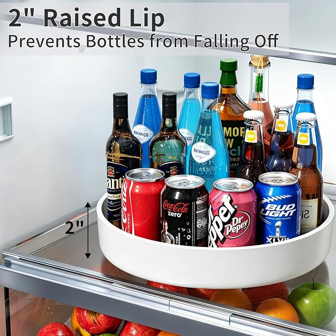 Lazy Susan Organizer Turntable, 11.8" Rotating Spice Rack Organization with Non-Slip Base & Raised Lip, Pantry Organizers and Storage for Cabinet, Kitchen, Bathroom, Countertop, Refrigerator