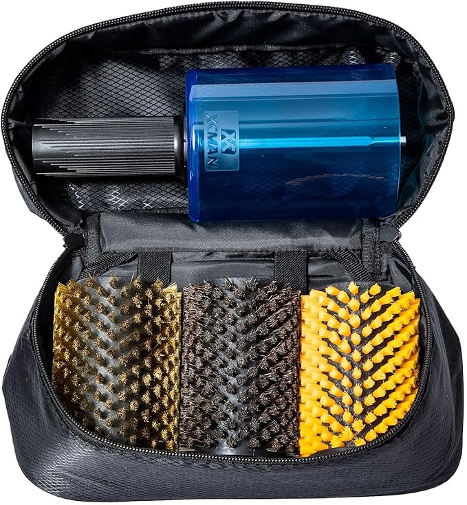 XCMAN Ski Roto Brush Kit Roto Brush Handle Axle with All 3 Brushes:Nylon,Horsehiar,Brass/Cork