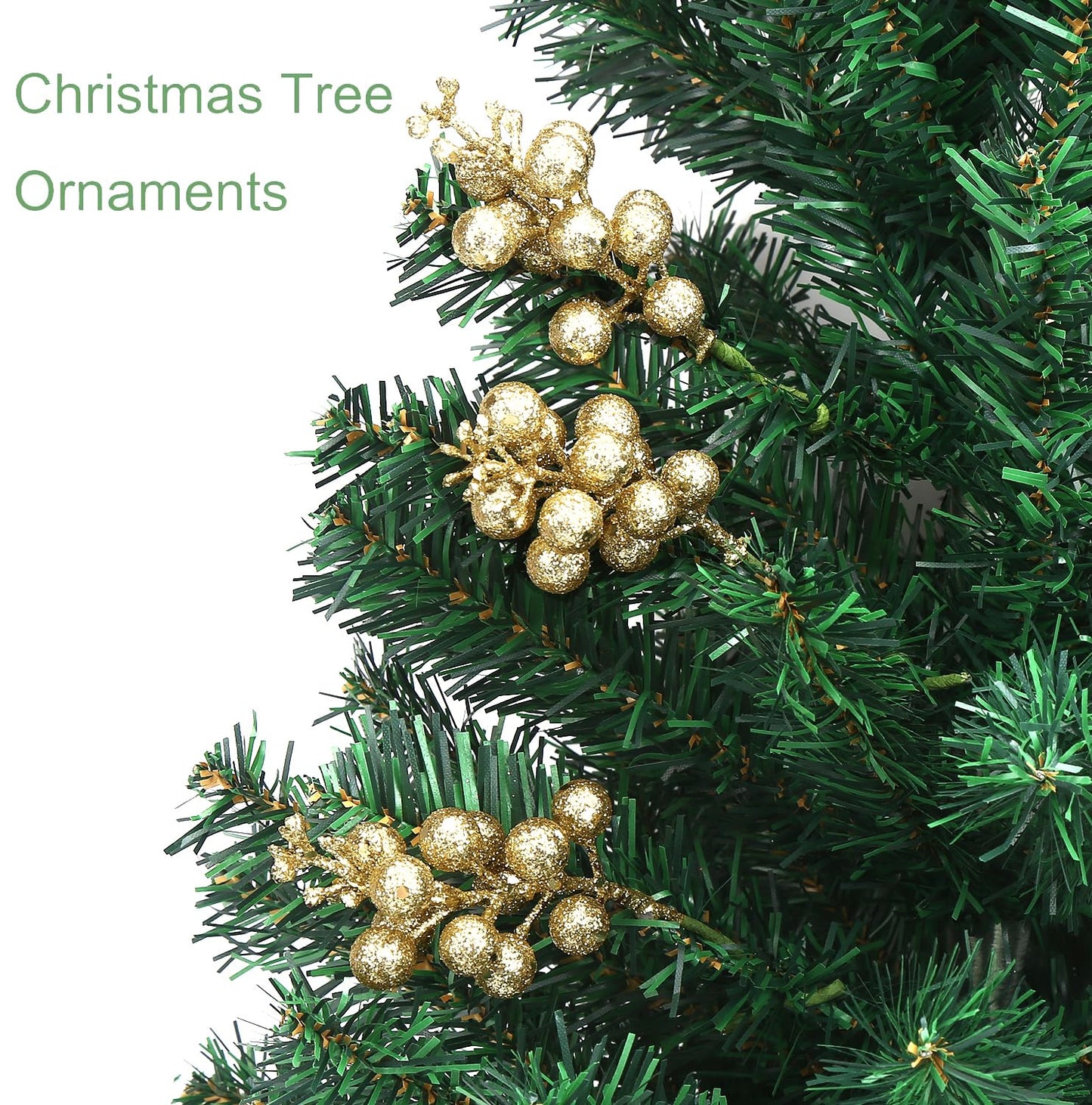 DIYASY Champagne Glitter Berry Stems,20Pcs Artificial Xmas Picks and Sprays Christmas Tree Filler Branches Ornaments Holiday Wreath Garland Decorations Home Décor 7.8 Inch