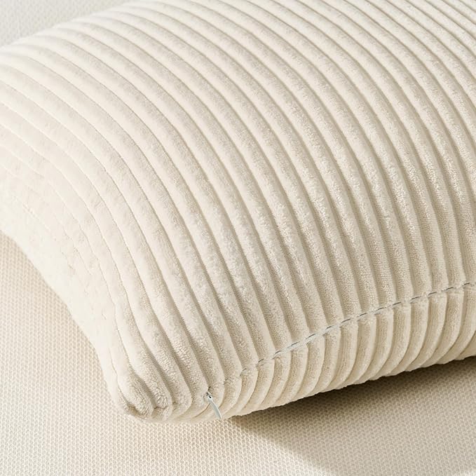 Topfinel Decorative Beige Throw Pillow Covers Cushion Cases, Set of 4 Soft Velvet Modern Double-Sided Designs, Natural Home Decor, Pillow Inserts Not Included (24x24 inch)