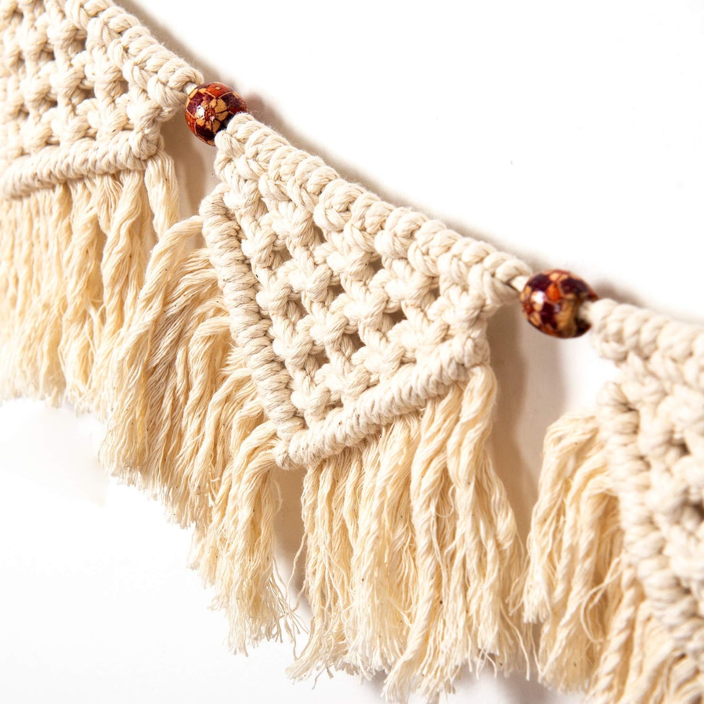 Eiyye Boho Tassel Garland Wall Hanging Handmade Cotton Bohemian Banner Home Decor for Bedroom Living Room Nursery, Party & Wedding Decoration（7-Flag）