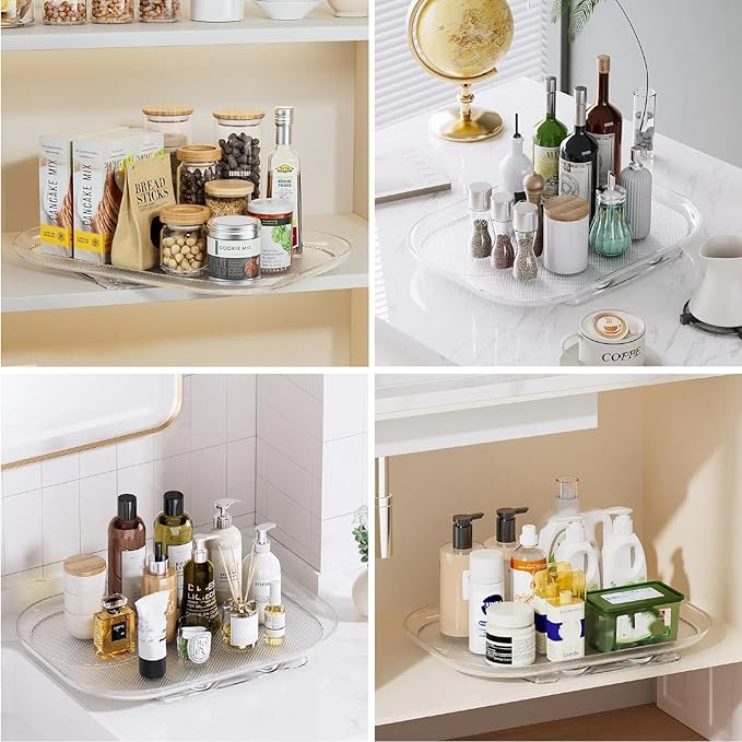 LAMU Lazy Susan Organizer 14.56''x11'' for Refrigerator Organizers and Storage Fridge Organization, Turntable Condiment Organizer for Kitchen, Table Top, Cabinet, Pantry, Countertop, 1 Pack