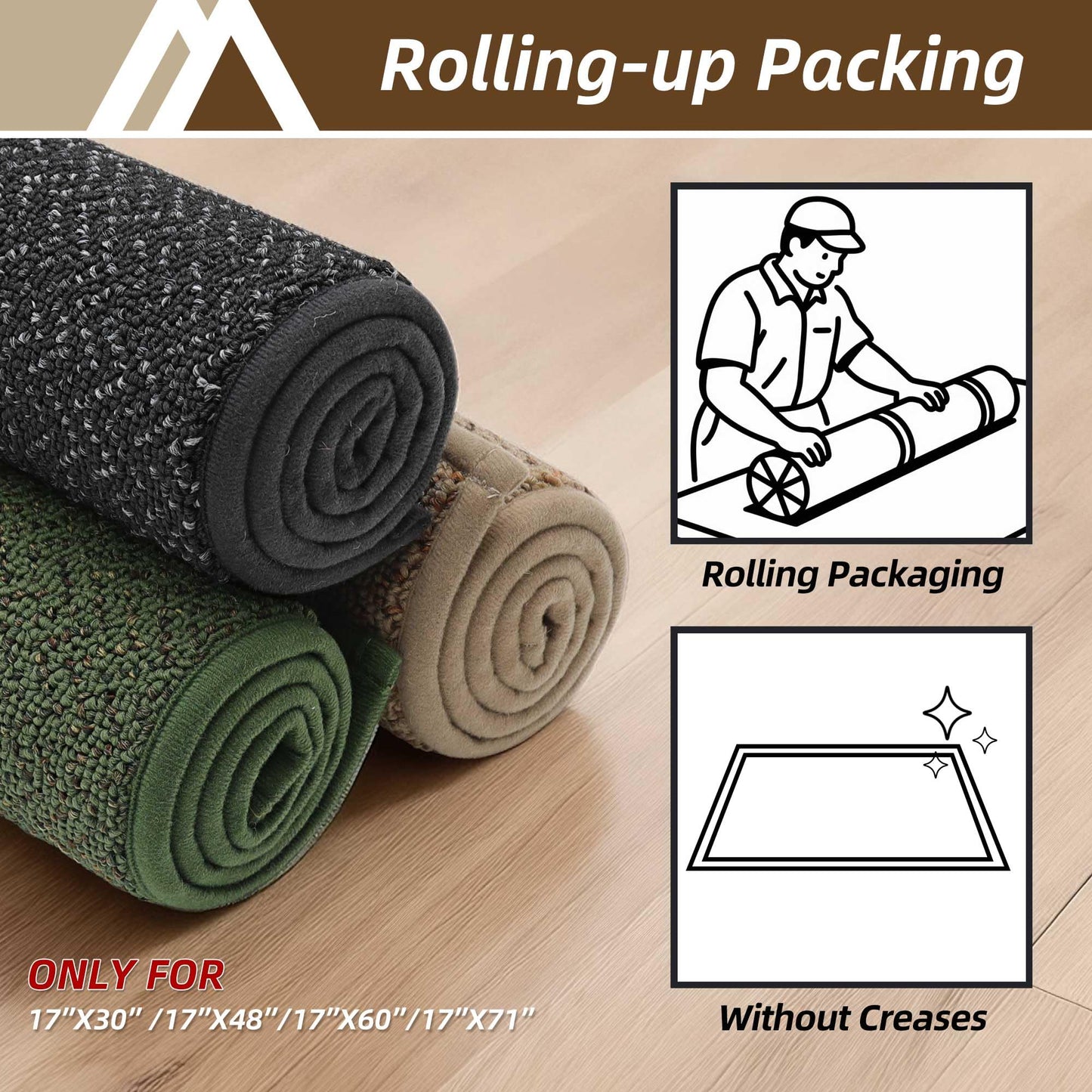 COSY HOMEER Door Mat 17" x 30" Non Slip Absorbent Entryway Rugs Dirt Trapper Doormats Washable Entrance Mats Low Pile Welcome Floor Mat for Front Back Door and Entry Mats,Taupe(Roll Packing)