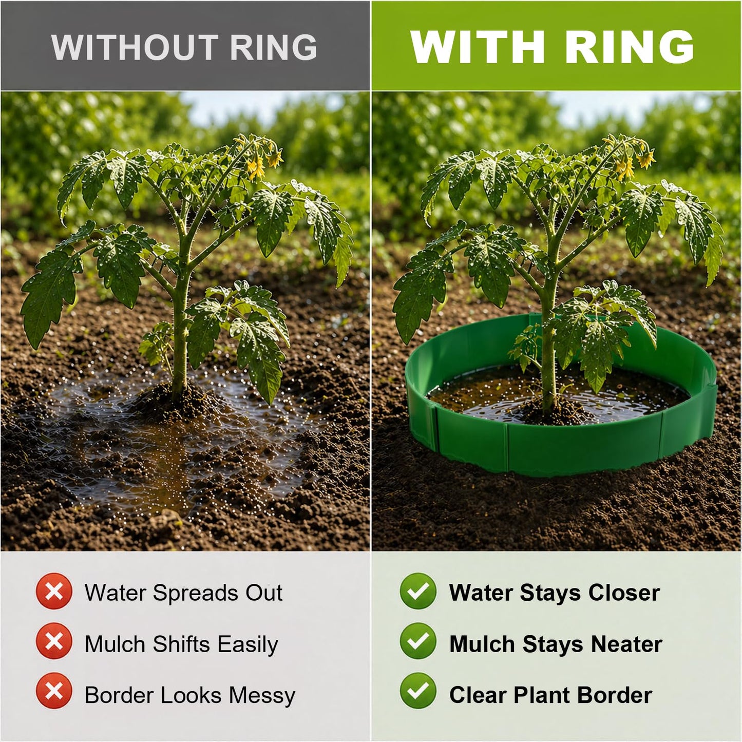 18 Panels Planting Grow Rings, Diameter Range 7-17.5 Inches, Garden Rings for Flowers, Vegetables, Seedlings, Pots, Planters and Garden Beds, Helps Separate Rock and Define Planting Spaces